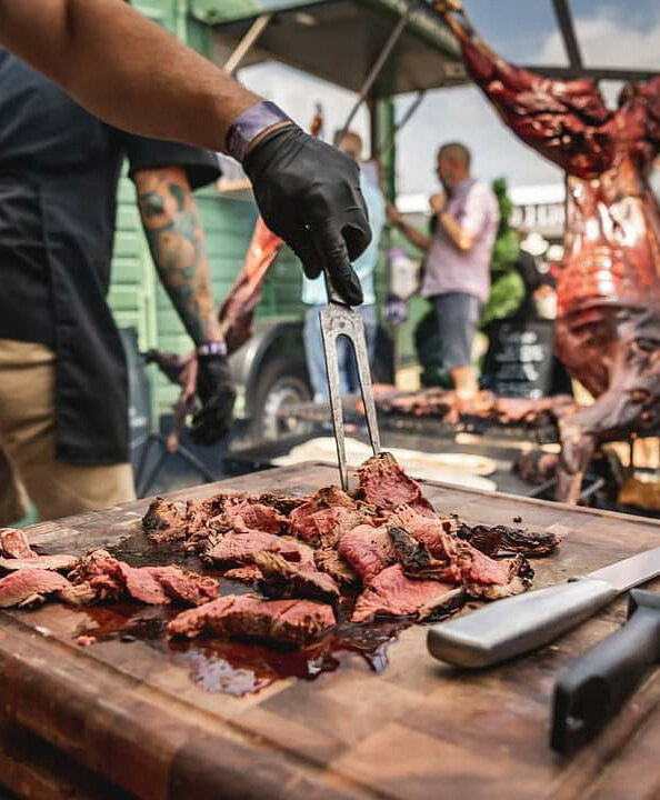 Live carving station at event